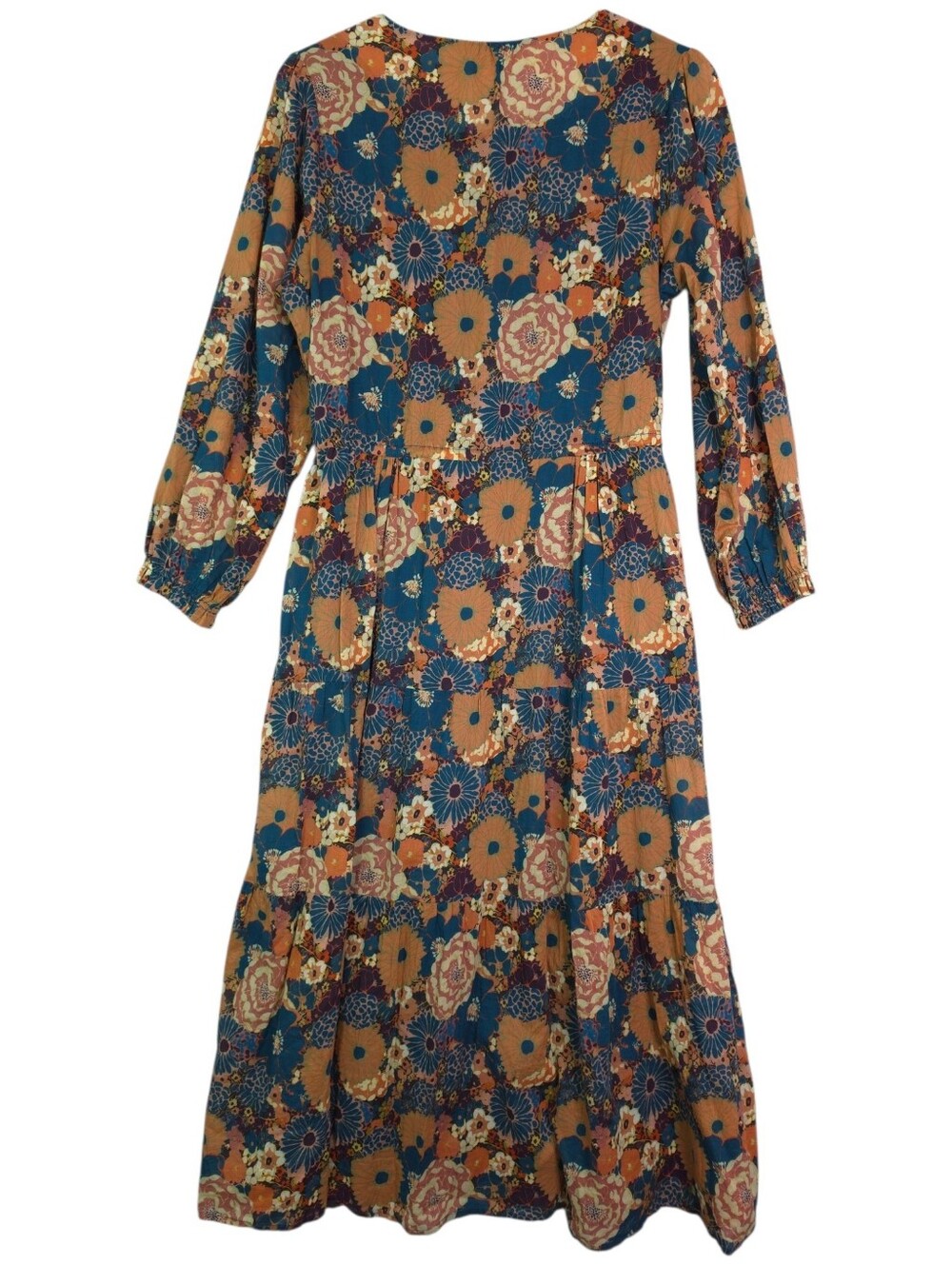 Trovata Ainsley Teal and Mustard Floral Long Sleeve Maxi Dress In Ocaso Floral - Picture 4 of 10